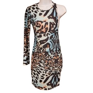One Shoulder Leopard Print Dress